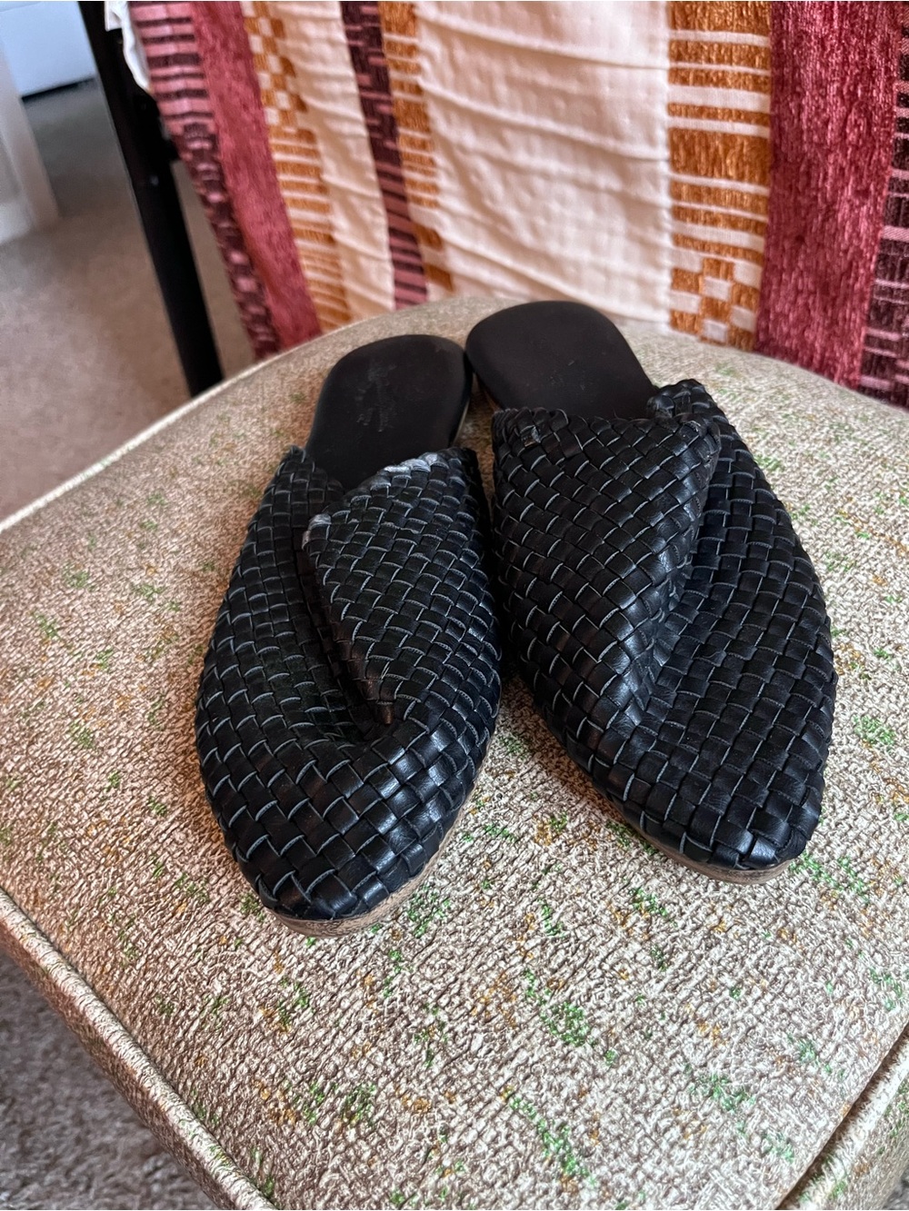 Universal Thread Black Woven Espadrille Slide Sandals